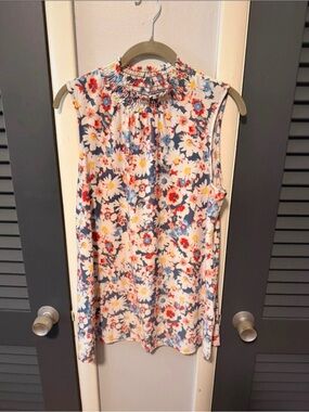 Cato Sleeveless Floral Smocked Neck Top - White Floral